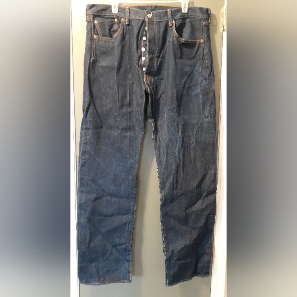 Levi's 501 Jeans Mens 40x36 Blue Denim Original Fit Straight, Shrink to …